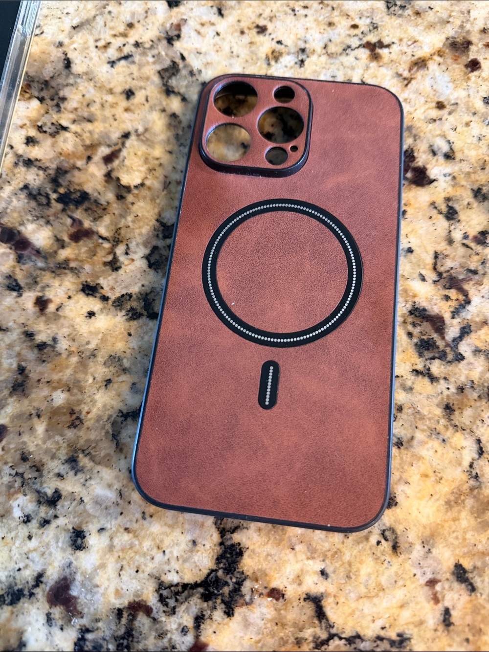 Brown Leather-Style MagSafe Compatible Phone Case